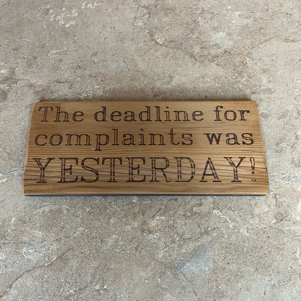 Wooden Sign with Engraved Quote